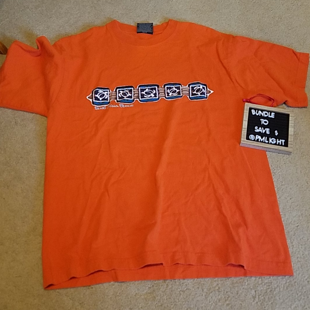 North Shore Hawaii T-Shirt Large Orange Short Sleeve Sea Turtles